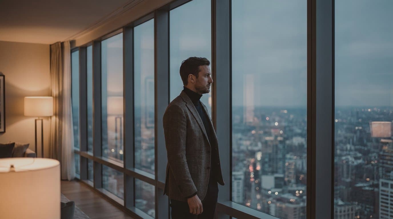 Person pausing thoughtfully before making an important financial decision